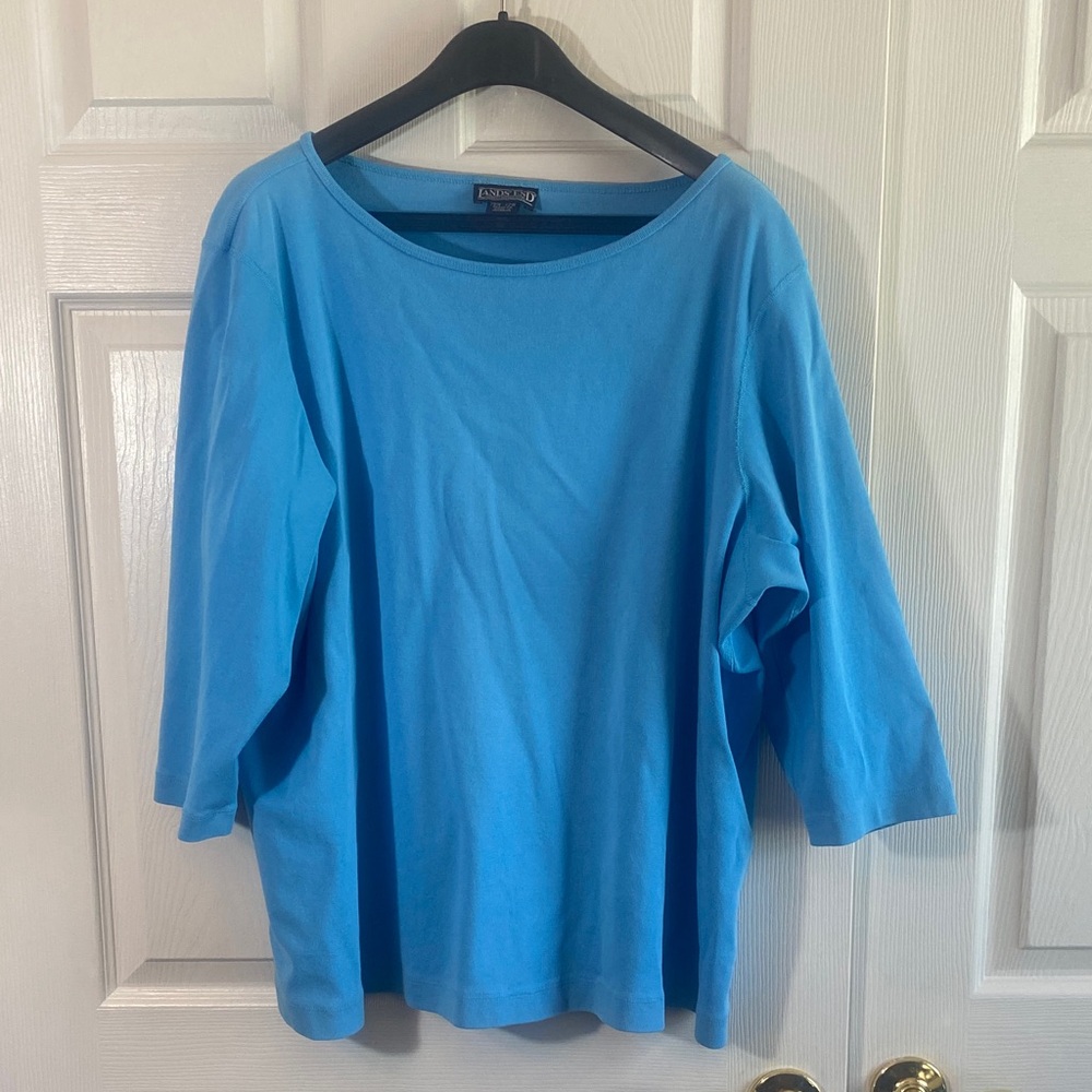 Lands' End Women's Sky Blue 100% cotton plus  size 2X  Tee ( 20W -22W )